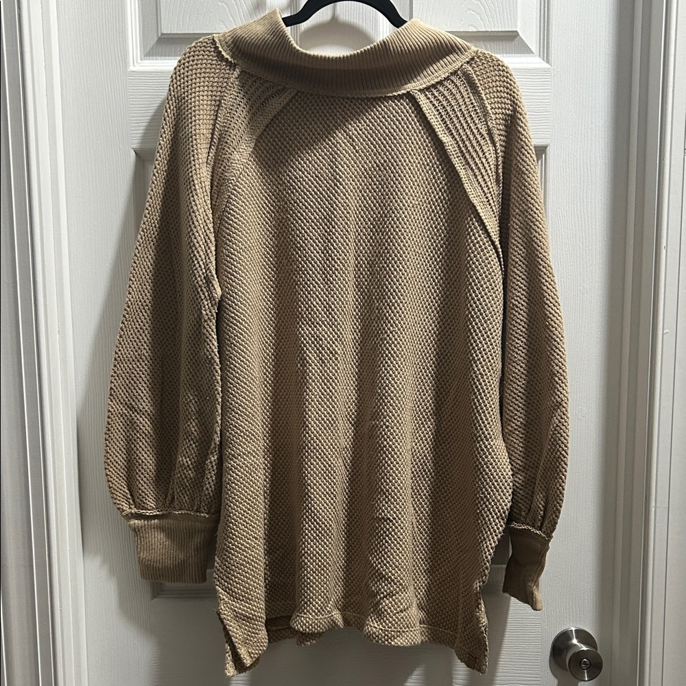 We The Free Beige Waffle Knit Sweater